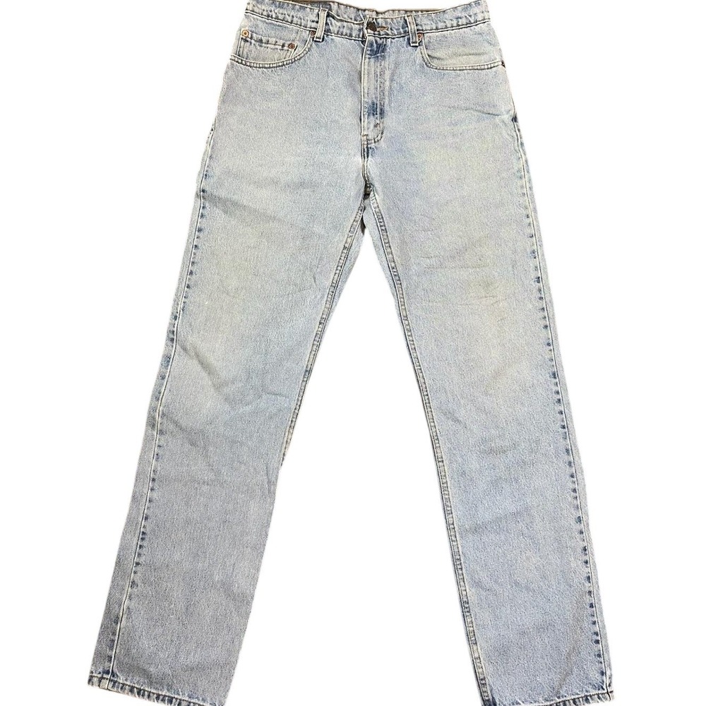 Levis 505 Regular Fit Straight Leg Jeans Light Wash Blue Denim W34 L34 Mens